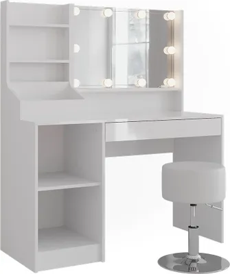 Produktbild von Schminktisch Vicco Sherry Weiß/Weiß Hochglanz 119.8 cm 5 Teile, Model 57583