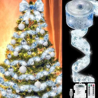Produktbild von 10 m Weihnachtsbandlichter, LED-Weihnachtslichter, Weihnachtslichterkette, 8 Modi, Fernbedienung, für Feiertage, Partys, Hochzeiten, Schneeflocke/Weiß