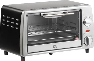 Produktbild von Mini Backofen 10 L 750W 100-230℃ 60 Min. Timer mit Backblech, Grillrost und Herausnehmbarer Bodenschale, Pizza-Ofen Silber