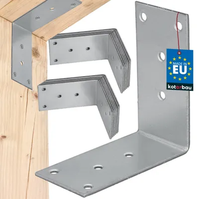 Obrázek produktu pro KOTARBAU® Sada 25 ks úhlových spojek, úhelníky pro těžké zatížení 80x80x40 mm, pozinkovaná ocel, úhelníky, stabilní, odolné, spojky pro nosníky, stříbrné