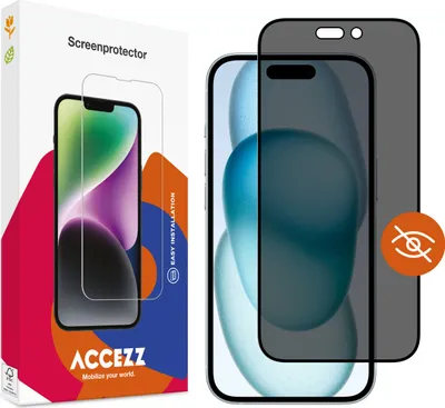 Immagine prodotto di pellicola protettiva per iPhone 14 Pro Max, iPhone 15 Plus, iPhone 16 Plus: Accezz Gehard glas Privacy Screenprotector - Trasparente