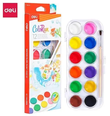 Image de Peintures aquarelles ColoRun, 12 couleurs