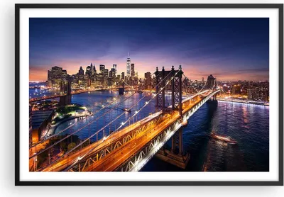 Produktbild von Gerahmtes Poster - Schwarzer Rahmen - Usa amerika new york manhattan - 91,5x61 cm - Wand Bild - Wanddeko - Wandbilder - Wandposter - Bilderrahmen - Bilder - Kunstdruck - Wandbild - P2BAA91x61-2820