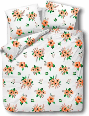 Produktbild von Bettwäsche, Flanellbettwäsche, dick und warm 200x220cm 31479-2 Orangefarbene Blüten