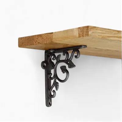 Regalwinkel Wandwinkel Stahlguss 130×110 mm Blatt-Motiv