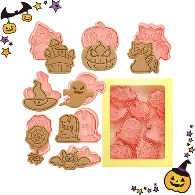 Halloween-Ausstechformen-Set, 8 Stück, Kunststoff, Spukmotive