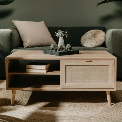 Produktbild von Finori Couchtisch Bali 55A Sonoma-Eiche und Raffia-Druck
