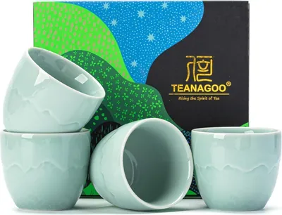Immagine prodotto di TEANAGOO Tazza da tè giapponese da 160 ml set di 4 tazze in Vetroceramica blu Celedon