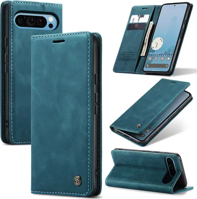 Immagine prodotto di Custodia per Google Pixel 9 Pro XL, Custodia retrò in Finto cuoio con funzione stand Blu