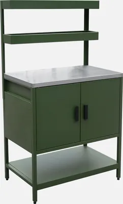 Produktbild von sweeek - Outdoor-Küche aus Stahl mit 2 hängenden Regalböden und 2 Türen L 80 cm - Grün