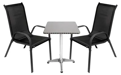 Image de ensemble 3 pièces Bistro Set de balcon Ensemble table + 2 chaises empilables