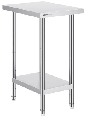 Zdjęcie produktu dla Stół roboczy ze stali nierdzewnej do przygotowywania posiłków, stół roboczy do zastosowań komercyjnych, wymiary: 24 x 18 x 34 cali