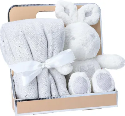 Produktbild von Antonio Baby Plüsch Decke mit Stofftier Hase grey