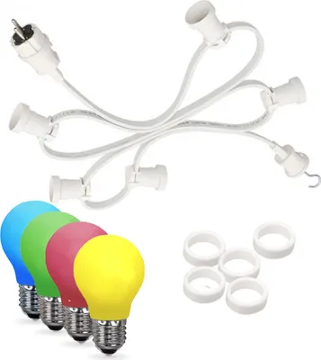 Produktbild von Illu-/Partylichterkette 30m - Außenlichterkette weiß - Germany - 30 bunte LED Tropfenlampen