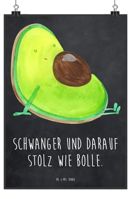 Produktbild von Mr. & Mrs. Panda Bild Avocado Schwangerschaft DIN A0 - Kreidetafel - Geschenk, Wanddeko, Designposter, Babyparty, Baby, Wandbild, Liebe, Schwanger, Geburt, drucke