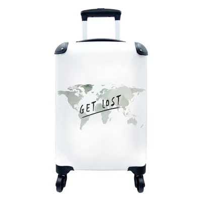 Produktbild von MuchoWow® Koffer Handgepäck Trolley Rollkoffer Kleine Reisekoffer mit 4 Rollen - Weltkarte - Aquarell - Zitate - Cabin Size < 55x40x23 cm & 55x40x20 cm - Fotokoffer - Kabinenkoffer - Boardgepäck - Reise-Box - Reisekoffer - Reisegepäck - Koffer mit Bild - Trolley für Kinder