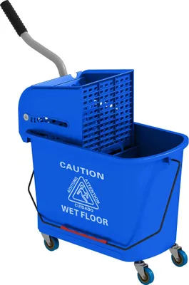 Obrázek produktu pro Kbelík na mop - Kbelík na mop s ždímacím zařízením - Objem 20 l - S kolečky - Plast - Držadlo - Pro domácnost a podnikání - Modrý