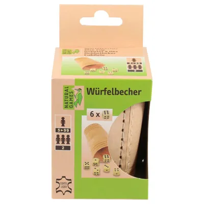 Produktbild von NG Lederwürfelbecher mit 6 Würfeln