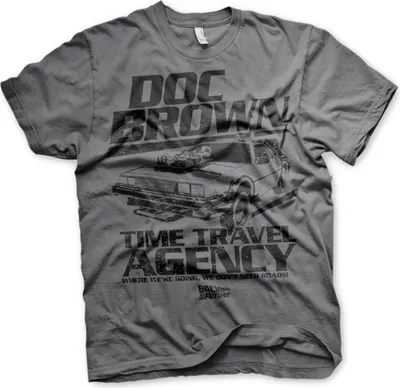 Produktbild von Doc Brown Time Travel Agency T-Shirt - Medium - Dark-Grey