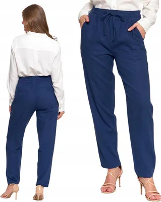 Produktbild von Elegante Damen-Leinenhose mit elastischem Bund und geradem Bein MORAJ - XL