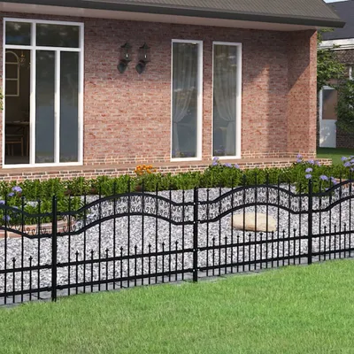 Obrázek produktu pro Zahradní plot s hrotem kopí černý 240 x 75 cm Práškově lakovaná ocel