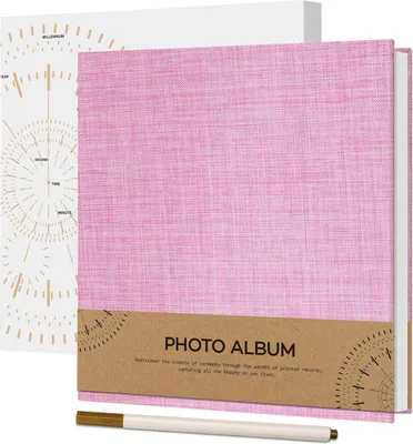 Zdjęcie produktu dla Samoprzylepny album fotograficzny 10x15 lniany ślubny różowy 40 stron