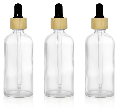 3er-Set leere Glasflaschen 100 ml mit Bambus-Pipette