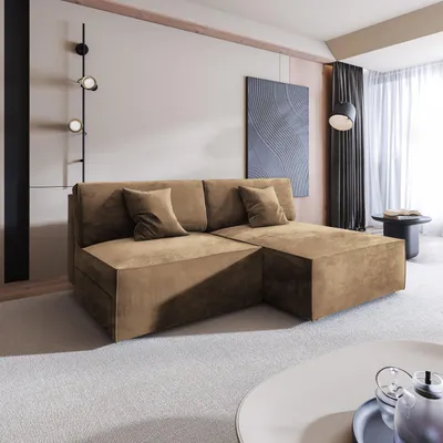 Produktbild von Masseno Ecksofa FIORO M mit Schlaffunktion L-Form, Sofa mit Bettkasten, Wohnzimmersofa, Couch, Soffa, Bettsofa, Couchgarnitur- Beige, MONOLITH 09