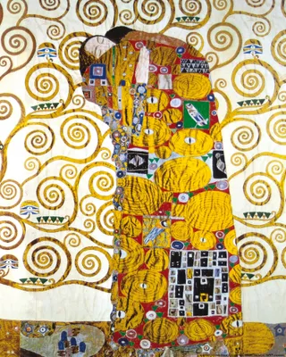 Zdjęcie produktu dla Gustav Klimt obraz drukowany - Uścisk (szczegół) (50 x 40 cm)