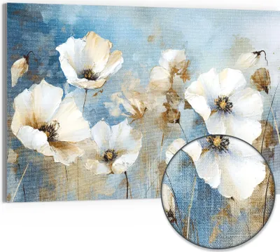 Produktbild von DEQORI Hybrid Leinwand Bild 90x60 cm 'Abstrakte Blütenpracht' Wandbild Glas flach modern