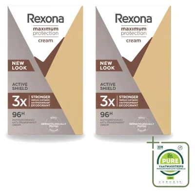 Immagine prodotto di 2 confezioni di deodorante antitraspirante stick Rexona Maximum Protection Active Shield, 45 ml ciascuna - confezione grande - 2 pezzi