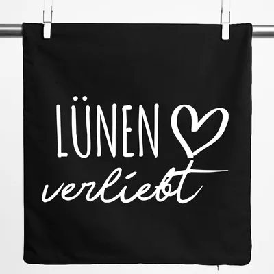 Produktbild von Huuraa Kissenbezug Lünen verliebt 40x40cm Black Baumwolle Dekokissenbezug Geschenkidee