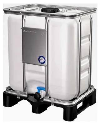 Produktbild von IBC Container 300 Liter NEU | auf PE-Palette | Einfüllöffnung: 150mm | Schiebehahnventil 50mm | Wassertank | Regenwassertank