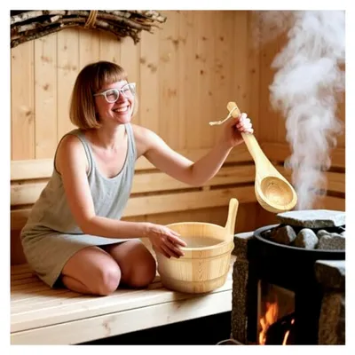 Produktbild von Sauna-Eimer aus Holz, 4 l Fassungsvermögen, Zubehör für Sauna und Dampfbad