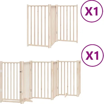 Zdjęcie produktu dla vidaXL 9-częściowa bramka dla psa ze składanymi drzwiami 450 cm drewno topolowe