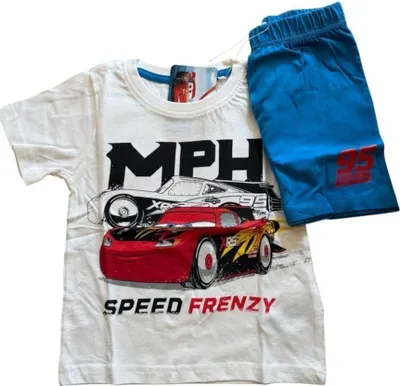 Produktbild von Kurzer Pyjama für Jungen  "Cars" | Disney | weiß-blau,128