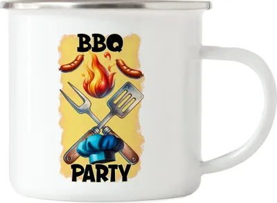 Produktbild von BBQ Party Grillen Grillmeister lustiges Grill Spruch Emaille Tasse