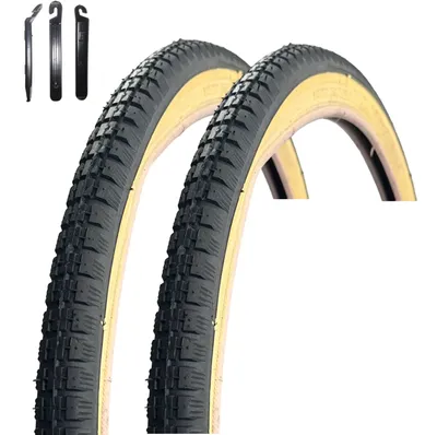 Produktbild von maxxi4you 2 x VEE Rubber V015 18" Fahrradreifen Schwarz/Gumwall 37-387 (18 x 1  3/8) inkl. maxxi4you Reifenheber