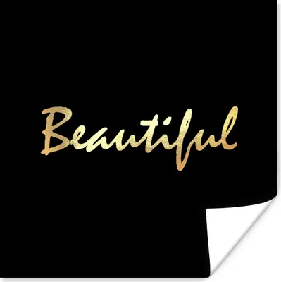 Produktbild von MuchoWow® Poster Zitat - Schönheit - Schwarz - Gold 30x30 cm - Wandposter - Printing