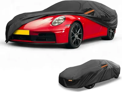 Image de Housse De Voiture šŠtanche Toutes Saisons Pour Automobile En ExtšŠrieur Protection Anti-Uv Soleil Pluie Complššte Pour Porsche 911 210D-Pu Noir Avec Bandes RšŠflšŠchissantes