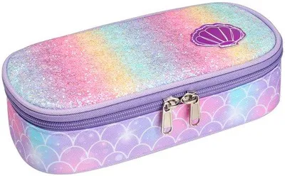 Imagen del producto de Estuche Bagseri para niñas: estuche grande para niños, estuche Zipit para niñas para la escuela, con 2 compartimentos y un portalápices en el interior (diseño de sirena morada)