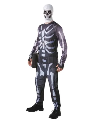 Produktbild von Fortnite Skull Trooper-Kostüm für Herren Faschingskostüm schwarz-weiss