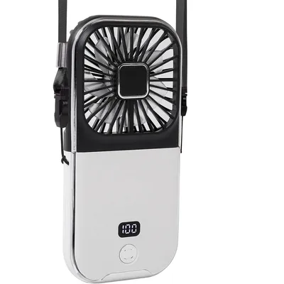 A close-up view of a portable fan.