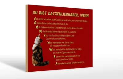 Produktbild von Holzschild Spruch 30x20cm du bist Katzenliebhaber wenn
