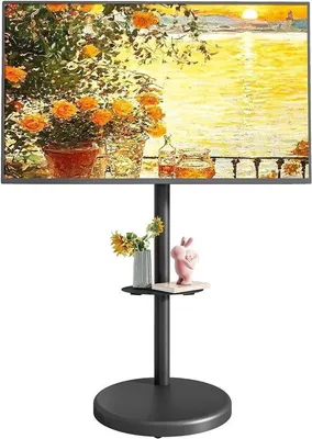 Zdjęcie produktu dla Mobilny wózek na telewizor - Regulowana wysokość - Przystosowany do telewizorów o przekątnej 37-86 cali - Czarny