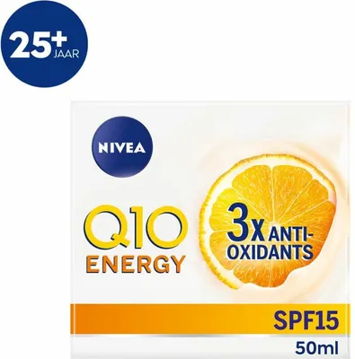 Obrázok produktu pre NIVEA - Denný krém Q10 Energy - Krém proti vráskam - Normálna a unavená pleť - SPF 15 - S vitamínom C a Q10 - 50 ml - 1 ks