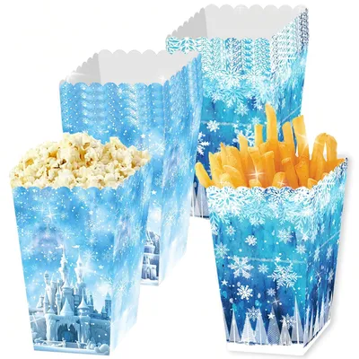 Imagen del producto de Cajas de regalo temáticas "Copos de nieve", color azul - Set de 12 unidades