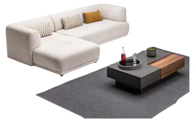 Produktbild von Eckgarnitur Ecksofa L-Form Stoffsofa Polstersofa Couch Sofa Beige