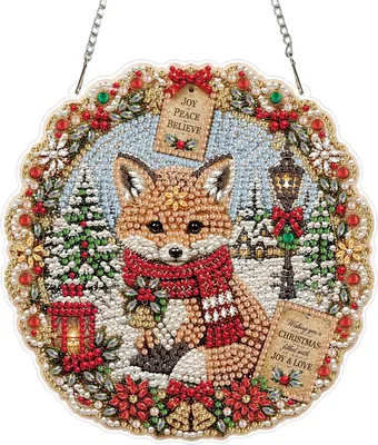 Imagen del producto de Kit de pintura con diamantes, con perlas y pedrería, de 20 cm de ancho, para decoración navideña