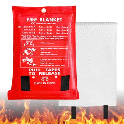 Imagen del producto de blusdeken de 2 m x 2 m - Cubierta ignífuga para cocina - Material: fibra de vidrio resistente a grasas - Resistencia a la temperatura: 550 grados - 1 unidad